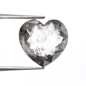 3.96 CT, 10.2 X 10.5 MM  | Natural Loose Diamond | Salt And Pepper Diamond | Heart Diamond | Fancy Cut Diamond For Engagement Ring | OM79495