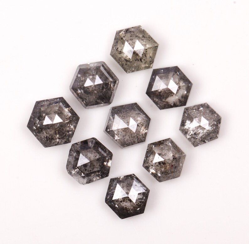 3.0 To 3.4 MM Salt And Pepper Hexagon Shape Minimal Diamonds 1.11 CT Engagement Ring Jewelry Diamonds 9 pcs OM4358 Best Price Diamonds