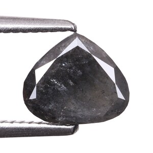 0.98 CT, 7.0 X 6.1 MM Natural Diamond, Loose Diamond, Salt And Pepper Pear Cut Diamond, Fancy Diamond For Wedding Ring & Engagement Ring