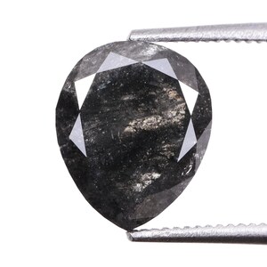 1.81 CT, 8.8 X 7.2 MM, Salt And Pepper Pear Cut Diamond, Natural Loose Diamond, Black Diamond For Wedding Ring & Engagement Ring | OM7899