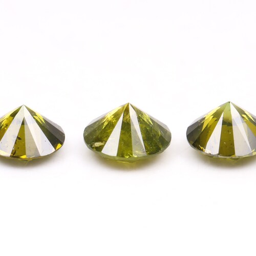 0.51 CT, 3.5 MM (Diameter), Enhanced Green Color Diamond, Round Brilliant Cut Diamond, Natural Loose Minimal Diamond [3 shops PCS] | OM6922