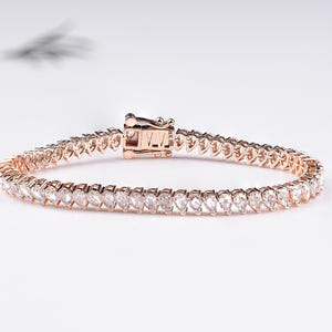 14k Solid Gold Diamond Tennis Bracelet | Lab Grown Diamond Tennis Bracelet | Infinity Stackable Bracelet | 18K Gold Jewelry for Women Gifts