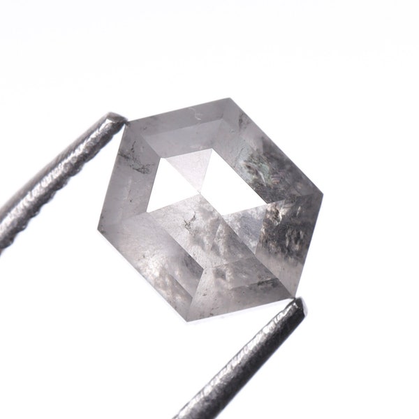 0.89 CT, 6.0 X 4.7 MM | Natural Loose Diamond | Salt And Pepper Diamond | Hexagon Cut Diamond | Fancy Diamond For Engagement Ring | OM78196