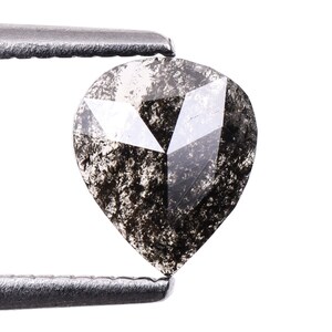 0.71 CT, 7.0 X 5.9 MM Natural Diamond, Loose Diamond, Salt And Pepper Pear Cut Diamond, Fancy Diamond For Wedding Ring & Engagement Ring