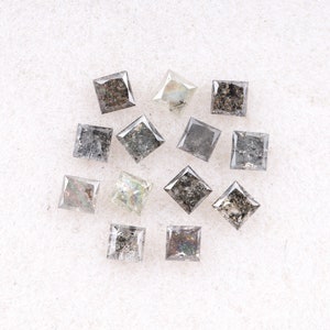 0,53 CT, 1,9 X 1,9 MM | Natürlicher loser Diamant | Salz und Pfeffer Diamant | Princess Cut Diamant | Konfliktfreier Diamant [13 Stück] | OM7561