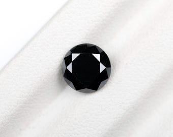 2.06 CT, 8.1 MM, Round Brilliant Cut Diamond, Natural Black Moissanite, Black Round Shape Loose Moissanite Stone For Solitaire Ring | OM8328