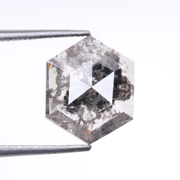 1.81 CT, 10.0 X 8.0 MM | Natural Loose Diamond | Salt And Pepper Diamond | Hexagon Cut Diamond | Fancy Diamond For Wedding Ring | OM7740B