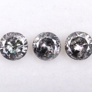 0.67 CT, 3.9 MM, Salt And Pepper Round Brilliant Cut Minimal Diamonds, Engagement Ring Jewelry Diamonds, Best Price Diamonds [3 pcs] OM4784