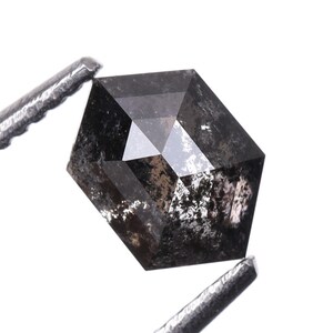 0.35 CT, 5.3 X 3.8 MM | Natural Loose Diamond | Salt And Pepper Hexagon Cut Diamond | Conflict Free Diamond For Wedding Ring | OM7503