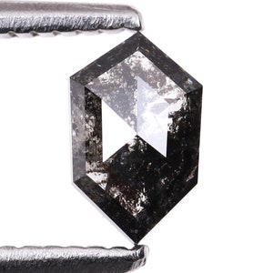 0.45 CT, 6.1 X 3.8 MM | Natural Loose Diamond | Salt And Pepper Diamond | Hexagon Cut Diamond | Fancy Diamond For Engagement Ring | OM5964