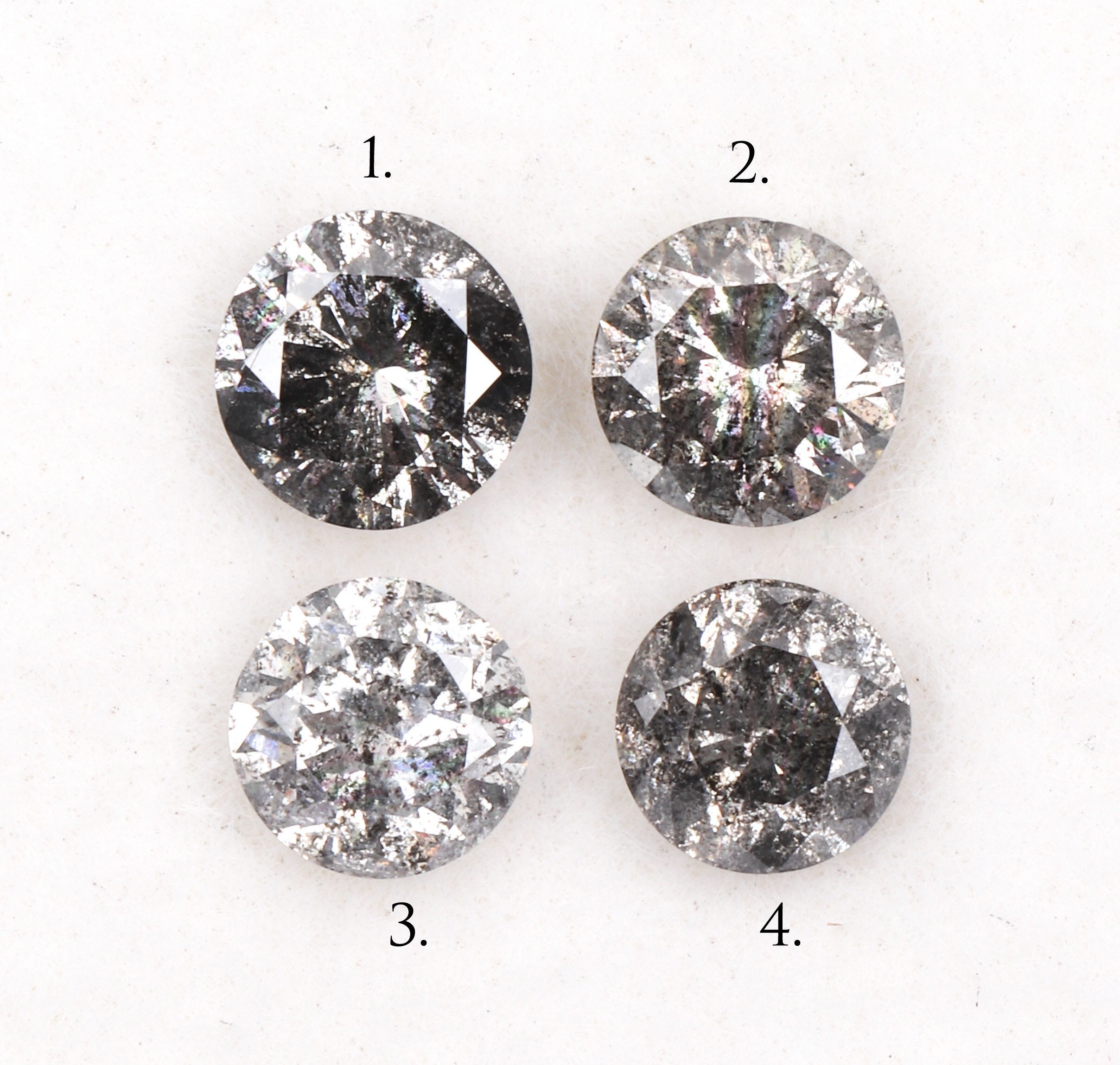 Salt and Pepper Round Brilliant Cut Minimal Diamond Etsy UK