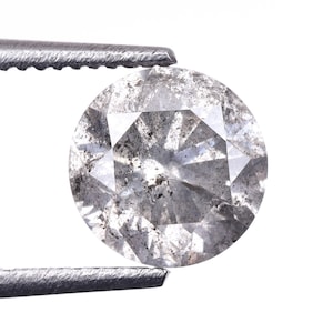 0.74 CT, 5.6 MM | Natural Loose Diamond | Salt And Pepper Round Brilliant Cut Diamond, Conflict Free Diamonds For Engagement Ring & Earrings