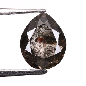 0.90 CT, 6.3 X 5.0 MM Natural Diamond, Loose Diamond, Salt And Pepper Pear Cut Diamond,Fancy Diamond For Wedding Ring & Engagement Ring