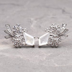 Cluster Earrings | Moonstone Earrings Studs | Moonstone Studs | June Birthstone Earrings | Cluster Stud Pair | Minimalist Earrings For Women