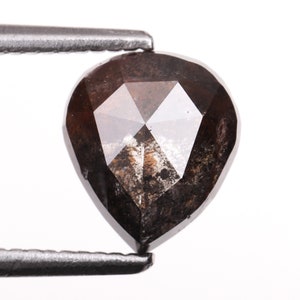 1.67 CT, 7.9 X 6.9 MM Natural Diamond, Loose Diamond, Salt And Pepper Pear Cut Diamon, Fancy Diamond For Wedding Ring & Engagement Ring