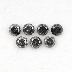 0.91 CT, 3.1 MM Natural Loose Diamond | Salt And Pepper Diamond | Round Brilliant Cut Diamond | Fancy Diamond For Earring & Engagement Ring