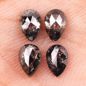 0.87 CT, 4.5 To 4.6 MM Natural Diamond, Loose Diamond, Salt And Pepper Pear Cut Diamond, Fancy Diamond For Engagement Ring | OM4299