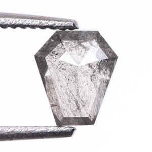 0.37 CT, 4.9 X 4.3 MM | Natural Loose Diamond | Salt And Pepper Coffin Cut Diamond | Conflict Free Diamond For Wedding Ring | OM7501