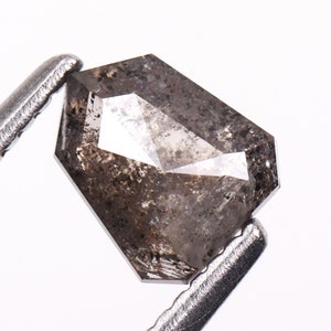 0.63 CT, 6.0 X 5.0 MM Natural Diamond, Loose Diamond, Salt And Pepper Diamond, Shield Cut Diamond, Conflict Free Diamond - Wedding Ring
