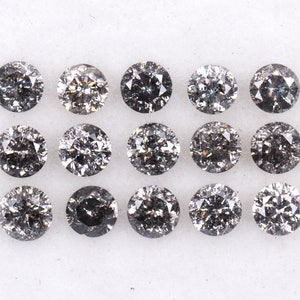 0.41 CT, 2.0 MM | Natural Loose Diamond | Salt And Pepper Diamond | Round Brilliant Cut Diamond | Diamond For Wedding Ring [15 pcs] | OM4803