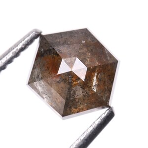 0.61 CT, 5.2 X 4.8 MM  Natural Diamond, Loose Diamond, Salt And Pepper Diamond, Hexagon Cut Diamond,  Conflict Free Diamond-Wedding Ring