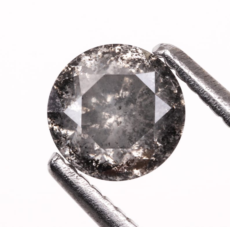 Best Price Diamond |OM4718 Engagement Ring Jewelry Diamond Salt and Pepper Round Brilliant Cut Minimal Diamond 5.3 MM Diameter 0.72 CT