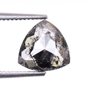 0.87 CT, 6.3 X 6.3 MM | Natural Loose Diamond | Salt And Pepper Diamond | Trillion Cut Diamond Fancy Diamond For Engagement Ring | OM1420