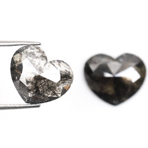 3.71 CT, 9.0 X 10.5 MM Natural Loose Diamond | Salt And Pepper Diamond | Heart Shape Diamond Pair | Fancy Diamond For Earring Pair | OM78943
