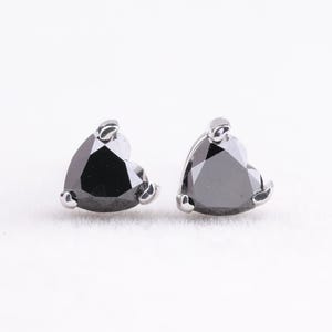 Earring Studs Pair | Heart Earrings | Enhanced Black Diamond Studs | Minimalist Earrings | Dainty Earrings For Women 18K Gold Earring Pair