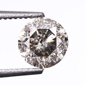 0,52 ct, 4,8 mm / Diamante suelto natural / Diamante redondo de talla brillante sal y pimienta / Diamante libre de conflicto para anillo de compromiso y pendientes