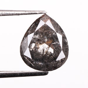 0.71 CT, 6.3 X 5.4 MM Natural Diamond, Loose Diamond, Salt And Pepper Pear Cut Diamond, Fancy Diamond For Wedding Ring & Engagement Ring