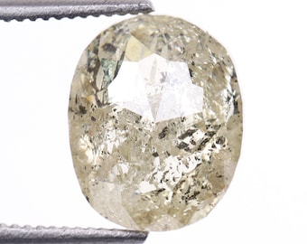 2.66 CT, 8.6 X 7.0 MM, Oval Cut Salt and Pepper Diamond, Natural Loose Yellow Diamond for Unique Engagement Ring & Jewelry | OM7116