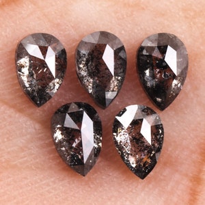 1.06 CT, 4.5 To 4.7 MM Natural Diamond, Loose Diamond, Salt And Pepper Pear Cut Diamond, Fancy Diamond For Engagement Ring  | OM4300