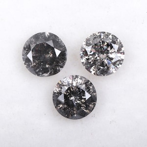0.61 CT, 3.7 MM | Natural Loose Diamond | Salt And Pepper Diamond | Round Brilliant Cut Diamond | Fancy Diamond For Earring [3 pcs] | OM4779
