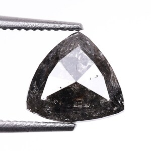 1.04 CT, 6.7 X 6.2 MM | Natural Loose Diamond | Salt And Pepper Trillion Cut Diamond | Conflict Free Diamond For Wedding Ring | OM73029