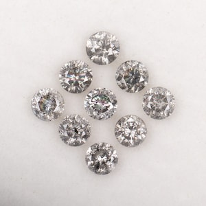 2.9 MM Naturdiamant, Loser Diamant, Salz und Pfeffer Diamant, Runder Diamant im Brillantschliff, ausgefallener Diamant für Verlobungsring, Ohrringpaar