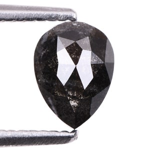 0.67 CT, 6.5 X 4.9 MM Natural Diamond, Loose Diamond, Salt And Pepper Pear Cut Diamond, Black Diamond For Engagement Ring & Wedding Ring
