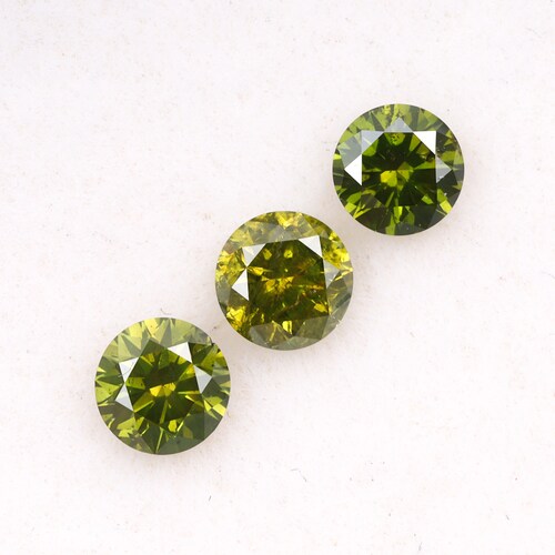 0.51 CT, 3.5 MM (Diameter), Enhanced Green Color Diamond, Round Brilliant Cut Diamond, Natural Loose Minimal Diamond [3 shops PCS] | OM6922