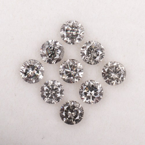 2,6 MM | Diamant naturel en vrac | Diamant sel et poivre | Diamant rond taille brillant | Bague de fiançailles et boucle d'oreille diamant fantaisie