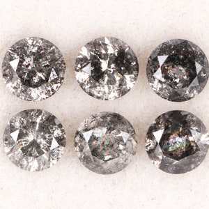 0.53 CT, 2.7 MM Natural Diamond, Loose Diamond, Salt And Pepper Diamond, Round Brilliant Cut Diamond, Conflict Free Diamond For Earing Pair