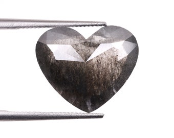 2.98 CT, 12.9 X 11.0 MM Salt And Pepper Diamond, Heart Cut Diamond, Natural Loose Diamond, Handcrafted Jewelry Making Diamond | OM6707