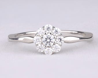 14 KT Gold Flower Cluster Engagement Ring Antique Flower Cluster Diamond Ring Shop Unique Design Halo Diamond Wedding Ring Engagement Ring