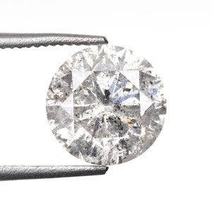 1.61 CT, 7.2 MM | Natural Loose Diamond | Salt And Pepper Diamond | Round Brilliant Cut Diamond | Fancy Diamond For Wedding Ring | OMB00203