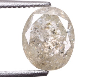 1.35 CT, 6.6 X 5.5 MM Natural Diamond, Loose Diamond, Salt And Pepper Oval Cut Diamond, Conflict Free Diamond For Wedding Ring | OM202514
