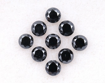 Lot De 6 Diamants Noirs Naturels Ronds - 0.10 Ct Chacun (total 0.60 Ct) - Taille Brillant - Neuf