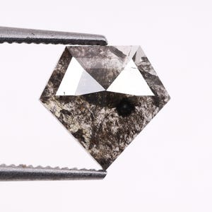 0.69 CT, 7.3 X 6.9 MM, Pentagon Cut Salt And Pepper Diamond, Natural Loose Diamond, Fancy Diamond For Wedding Ring & Engagement Ring OM6412