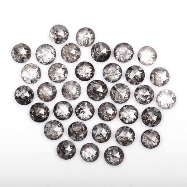 4.0 MM | Natural Loose Diamond | Salt And Pepper Diamond | Round Rose Cut Diamond | Fancy Diamond For Engagement Ring & Earring Pair