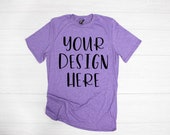 Anvil 980 Heather Purple Unisex T-Shirt Mockup - T-shirt mockup - shirt mockup - Anvil T-shirt Mockup - Anvil T-Shirt
