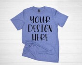 Anvil 980 Heather Blue Unisex t-shirt mockup - t-shirt mockup - anvil mockup - shirt mockup - anvil t-shirt