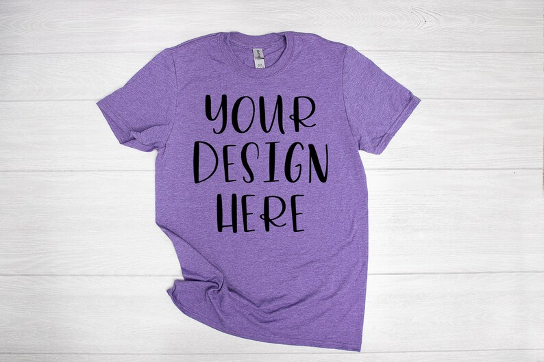 Download Gildan 640 Heather Purple Unisex T-shirt Mock Up Shirt ...